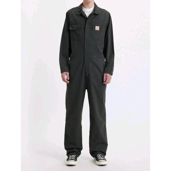 Levis Workwear Mechanic Coveralls Jumpsuit Loose Charcoal Gray Men’s Size XS New - Picture 1 of 16
